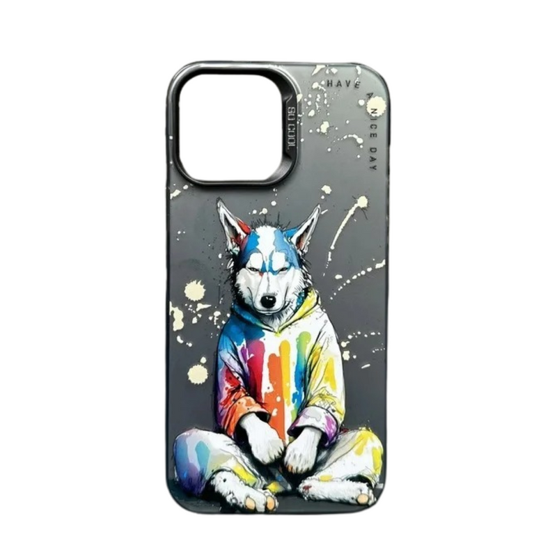 Case para iPhone com Pintura a Óleo - Lobo Graffiti