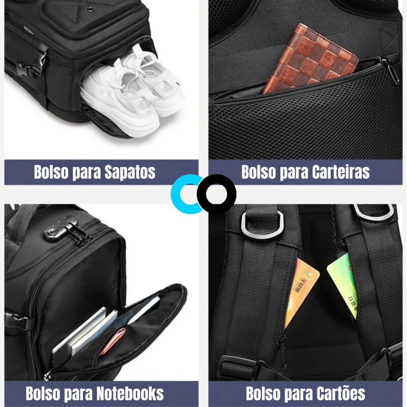 Mochila para Viagens Multifuncional e Ultra Espaçosa - Travel