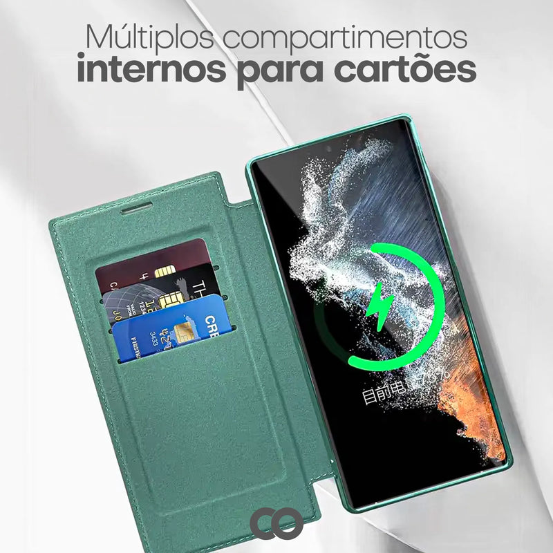 Case Protetora em Silicone com Design Flip e Multiuso - Case Vault