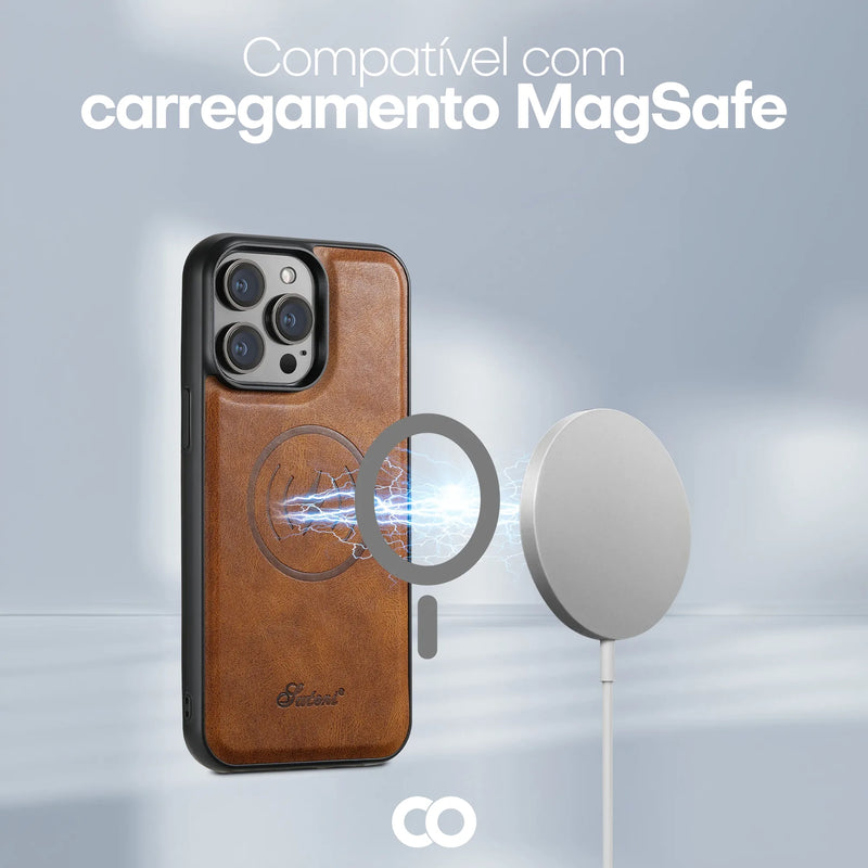 Case Protetora em Couro com Sistema MagSafe - Holder